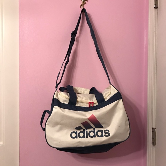 adidas Handbags - Adidas Diablo Small Duffel Gym Bag Shoulder Strap Off White Pink Ink Blue